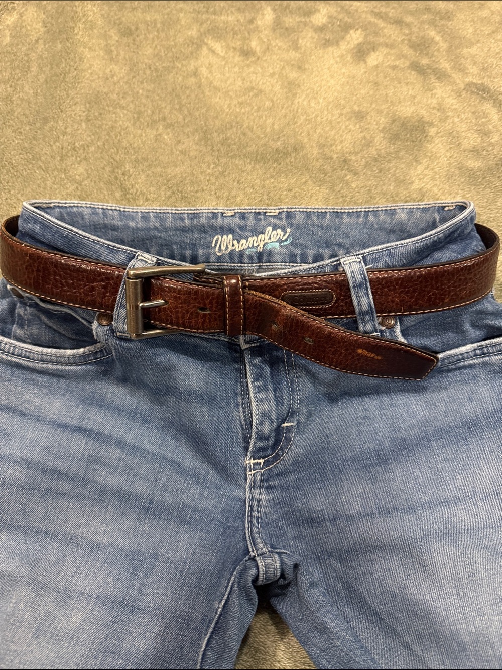 Columbia Leather Belt with Metal Buckle